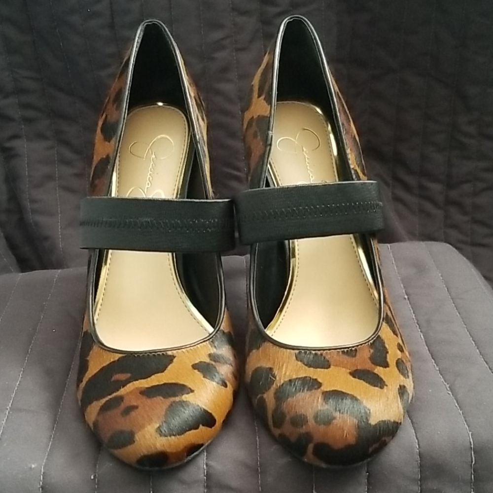 Jessica Simpson Leopard Calf Hair Pumps